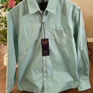 Peachy Green Polka Dot Dress Shirt